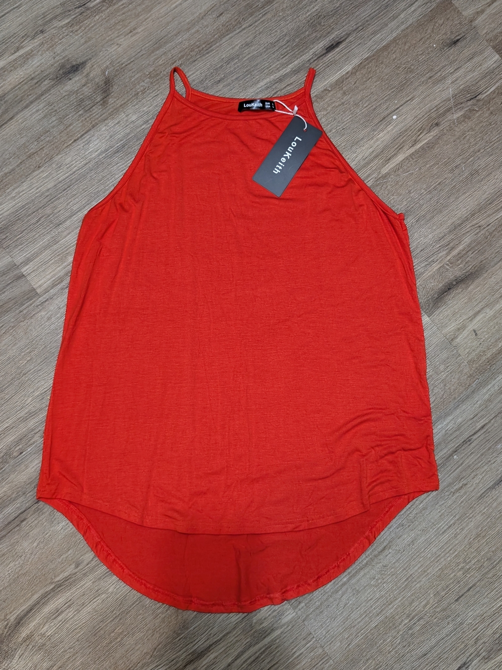 LouKeith Women's LG Hot Orange Sleeveless Cotton Halter Tank Top Camisole